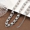 8MM 304 Stainless Steel Textured Ring Link Chain Necklaces NJEW-Z105-04P-03-1