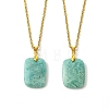 Natural Amazonite Rectangle Pendant 304 Stainless Steel Cable Chain Necklaces NJEW-JN06210-03-2