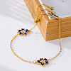 Blue Flower Alloy Enamel Link Chain Slider Anklets for Women FS-WG65877-01-2
