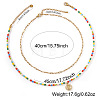 Boho Brass Crystal Rhinestone Religion Virgin Pendant Rainbow Glass Seed Beaded Double Layer Necklaces with Stainless Steel Paperclip Chains EI6810-1-4