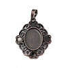 Heart with Oval Brass Pendant Cabochon Settings KK-S521-06RC-1