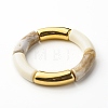 Chunky Curved Tube Beads Stretch Bracelet BJEW-JB06685-03-1