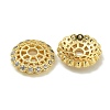 Rack Plating Brass Micro Pave Clear Cubic Zirconia Bead Caps KK-K386-12G-2