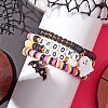 4Pcs Handmade Polymer Clay and Acrylic Beaded Stretch Bracelets Set BJEW-TA00478-3