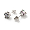 925 Sterling Silver Moissanite Rhinestone Stud Earrings EJEW-U042-05P-04-2