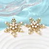 Snowflake Brass Micro Pave Clear Cubic Zirconia Stud Earrings EJEW-H180-27G-3