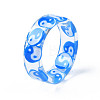 Transparent Resin Yin Yang Finger Ring for Women RJEW-T022-032-5