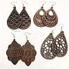 4 Pairs Wood Dangle Earrings FS-WGCC0C4-01-3
