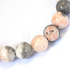 Natural Pink Zebra Jasper Round Bead Strands X-G-E334-4mm-11-2
