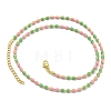 Brass Enamel Column Link Chain Necklaces NJEW-H039-03G-01-2