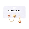304 Stainless Steel Heart Stud Earring & Hoop Earring Sets EJEW-K268-93G-01-3-4