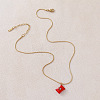 Vintage European 304 Stainless Steel Crystal Rhinestone Red Coin Candy Charm Necklaces with Enamel for Women EK6203-4