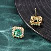 Brass Micro Pave Green Cubic Zirconia Stud Earrings for Women EJEW-F418-19G-3