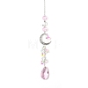 Glass Moon Hanging Suncatcher Pendant Decoration DJEW-PW0008-10B-1