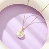 Natural Cultured Freshwater Pearl Coin with Hamsa Hand Pendant 304 Stainless Steel Cable Chain Necklaces for Women NJEW-JN06119-1