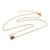 Brass Pave Cubic Zirconia Rectangle & Teardrop Pendant Cable Chain Necklaces KK-CBAB173-05G-11-4