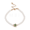 Brass Pave Clear Cubic Zirconia Star Link Chain Bracelets BJEW-M321-01B-1