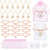 12Pcs Alloy Enamel Bowknot Pendant Necklaces & CCB Plastic Beads with Heart Charms Bracelets SJEW-ME00004-1