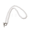 8MM White Round Plastic Pearl Beaded Necklaces for Women NJEW-L469-01P-4