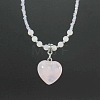 Natural Gemstone Heart Pendant Colorful Glass Seed Beads Beaded Necklaces for Women VA8487-2-1