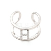 Clear Cubic Zirconia Initial Letter Open Cuff Ring RJEW-A012-01P-H-1