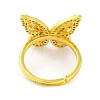Butterfly Brass Micro Pave Cubic Zirconia Adjustable Rings for Women RJEW-U003-27A-G-3
