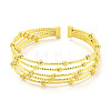 Rack Plating Brass Multi-Strand Round Ball Open Cuff Bangles for Women BJEW-P322-02G-2