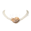 Ocean Acrylic Shell Shape & White Round Imitation Pearl Beaded Necklaces NJEW-JN06375-2