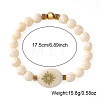Round Natural Shell & Synthetic Non-magnetic Iron Hematite Beads Stretch Bracelets RD2140-4