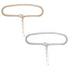 2Pcs 2 Colors Brass & Iron Full Crystal Rhinestone Chain Belts with Double Rings Buckles AJEW-FG0006-30A-1
