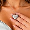 Brass Pave Clear Cubic Zirconia Heart with Dog Photo Locket Pendant Necklaces for Women WG0A403-02-1