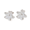 Brass Micro Pave Cubic Zirconia Stud Earring Findings CU-CBAA5EE-04P-04-1