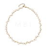 Natural Pearl Two Sides Polished and Round Brass Beaded Necklaces NJEW-JN06323-2