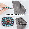1Pc Rectangle Alloy & Synthetic Turquoise Buckles FIND-CL0002-38A-6