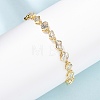 Brass Micro Pave Clear Cubic Zirconia Link Chain Bracelets for Women BJEW-K274-13G-1