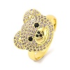 Bear Brass Micro Pave Cubic Zirconia Open Cuff Ring for Women RJEW-U003-22D-G-1