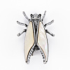 Cicada Shape Natural White Shell Brooch Pin G-N333-007A-RS-2