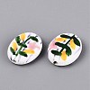 Hand Painted Tulip Flower Oval Porcelain Beads PORC-N012-11E-2