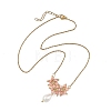 Electroplate Glass Beaded Flower Teardrop Pendant 304 Stainless Steel Cable Chain Necklaces NJEW-MZ00156-4