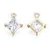 Brass Micro Pave Clear Cubic Zirconia Charms KK-T056-65G-NF-2