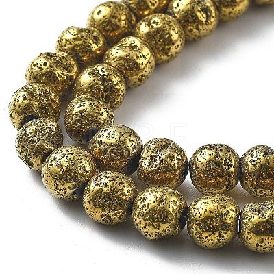 Electroplated Natural Lava Rock Beads Strands G-A251-E01-01C-1