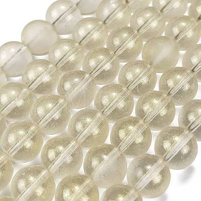 Frosted Transparent Glass Bead Strands GLAA-P065-10mm-01-1