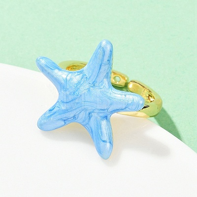 Brass Enamel Adjustable Cuff Rings for Women RJEW-G357-01J-1