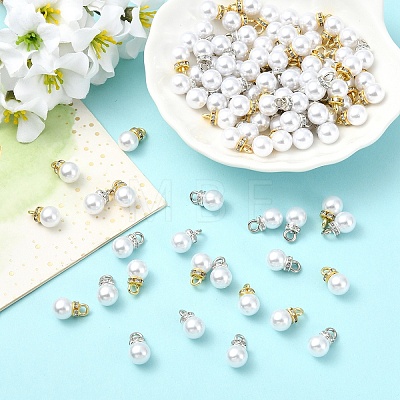 100Pcs 2 Colors Resin Imitation Pearl Charms RESI-YW0006-04-1