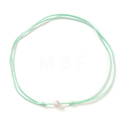 Imitation Pearl White Potato Pendant Adjustable Waxed Cord Necklaces for Women OH8963-2-1