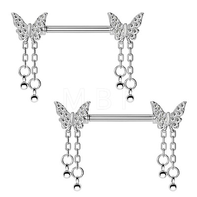 304 Stainless Steel Rhinestone Nipple Rings WG0E32C-01-1