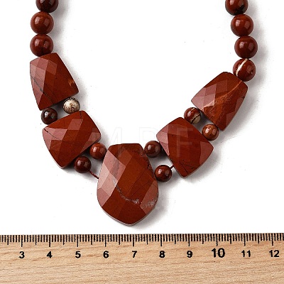 Natural Red Jasper Faceted Bib Graduated Beaded Necklaces for Women NJEW-B128-01O-1