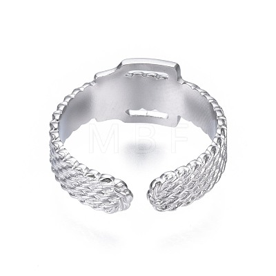 Non-Tarnish 304 Stainless Steel Belt Buckle Shape Cuff Ring RJEW-T023-59P-1