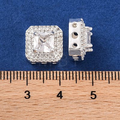 Brass Micro Pave Clear Cubic Zirconia Beads KK-S389-29S-1