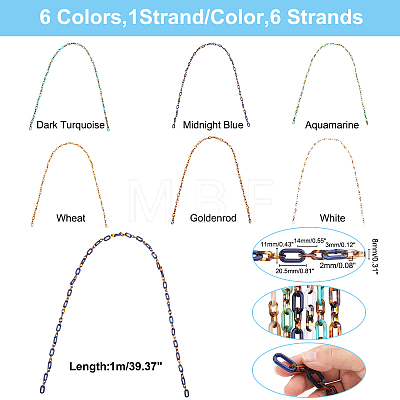 6 Strands 6 Colors Handmade Acrylic Figaro Chains AJEW-FH0002-03-1